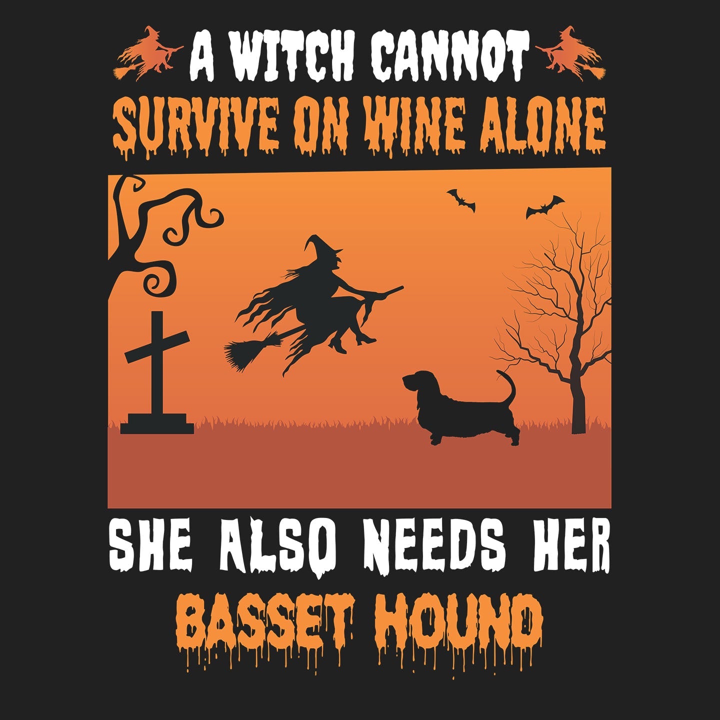 A Witch Needs Her Basset Hound - Adult Unisex Crewneck Sweatshirt