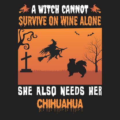 A Witch Needs Her Chihuahua (Longhaired) - Adult Unisex Crewneck Sweatshirt
