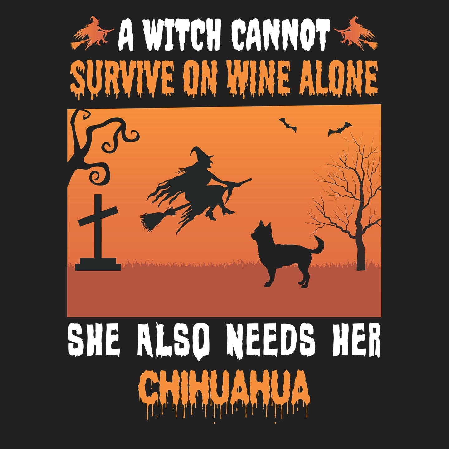 A Witch Needs Her Chihuahua (Shorthaired) - Adult Unisex Crewneck Sweatshirt