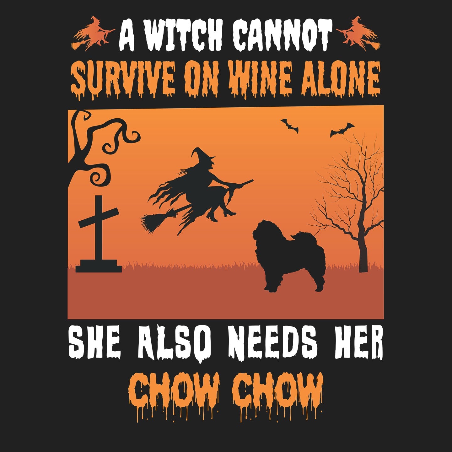 A Witch Needs Her Chow Chow - Women's V-Neck T-Shirt