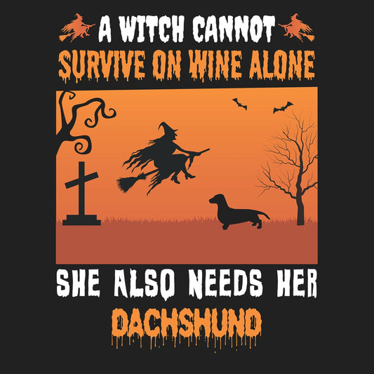 A Witch Needs Her Dachshund (Shorthaired) - Adult Unisex Crewneck Sweatshirt