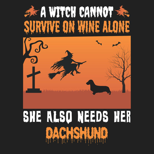 A Witch Needs Her Dachshund (Wirehaired) - Adult Unisex Crewneck Sweatshirt