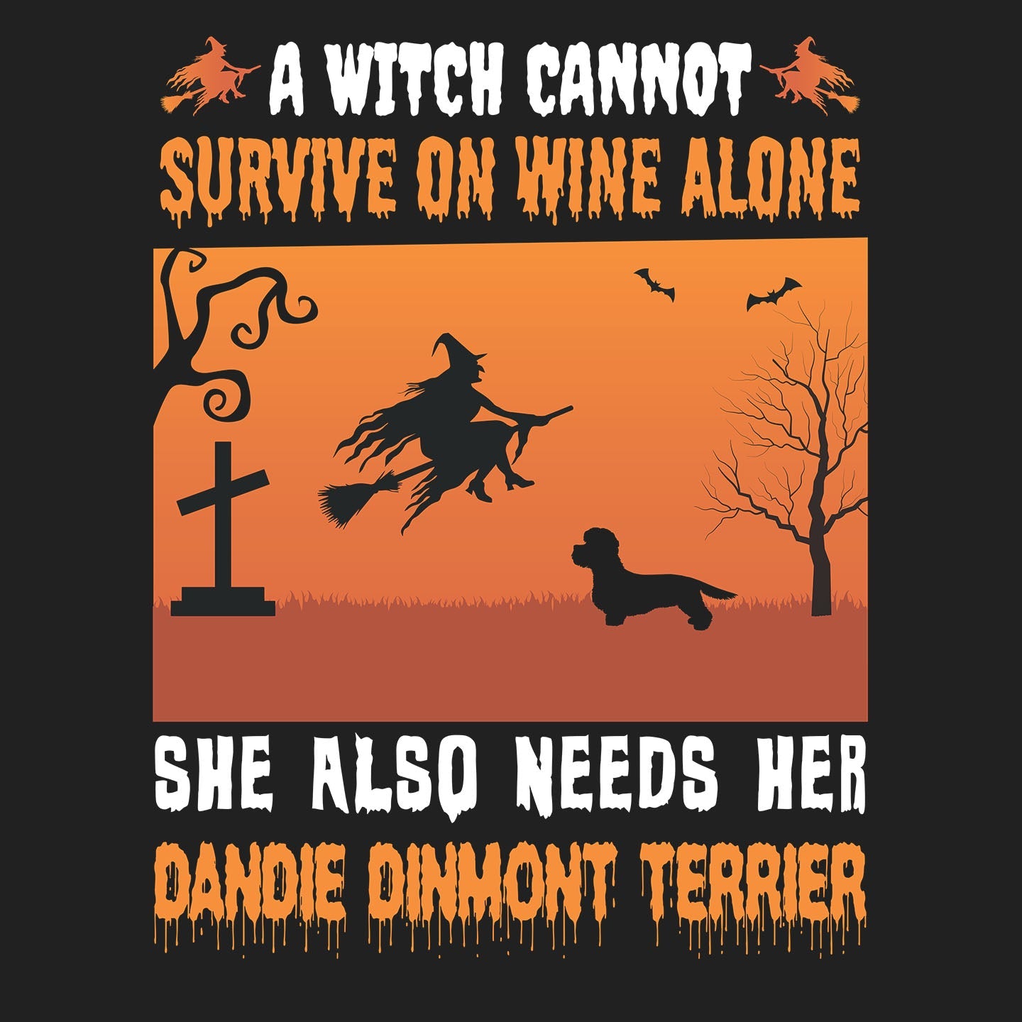A Witch Needs Her Dandie Dinmont Terrier - Women's V-Neck T-Shirt