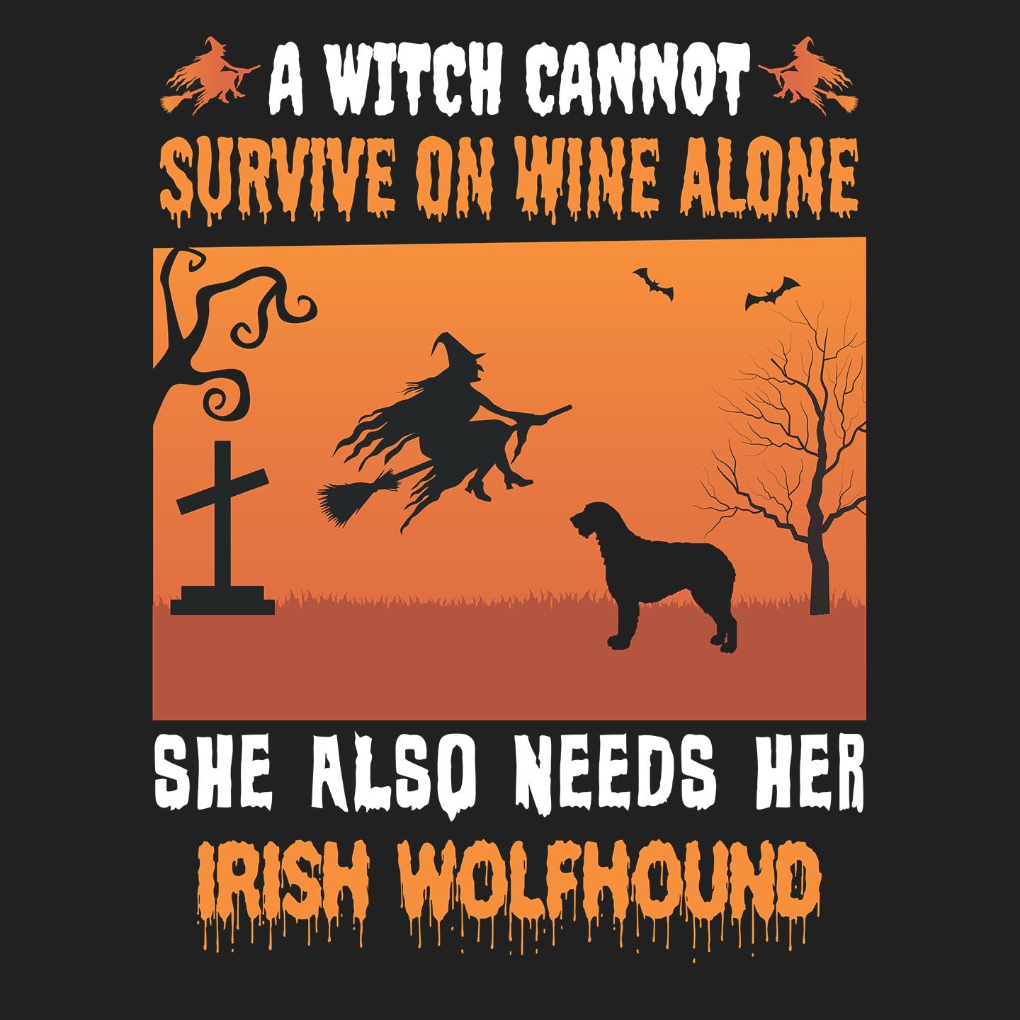 A Witch Needs Her Irish Wolfhound - Women's V-Neck T-Shirt