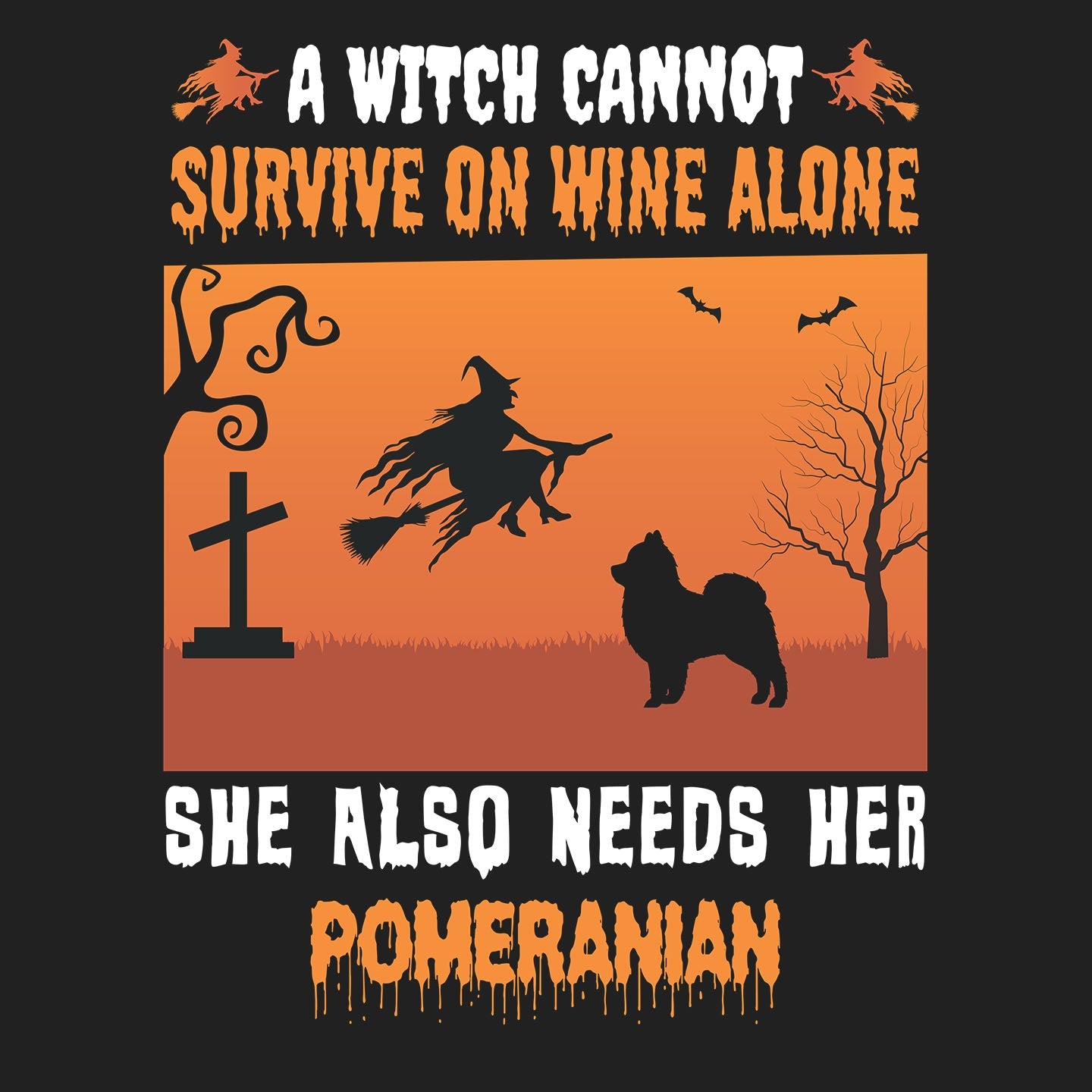 A Witch Needs Her Pomeranian - Adult Unisex Crewneck Sweatshirt