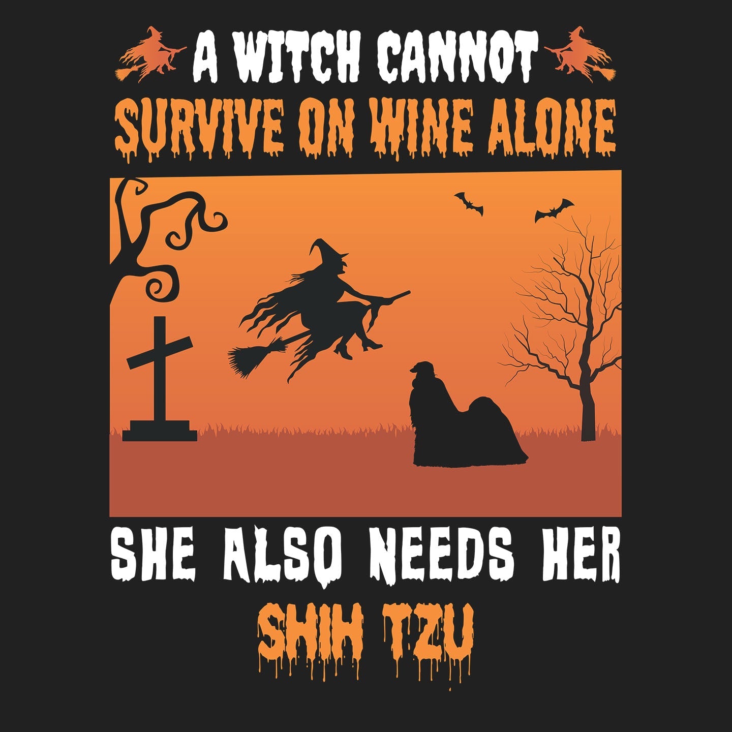 A Witch Needs Her Shih Tzu - Adult Unisex Crewneck Sweatshirt