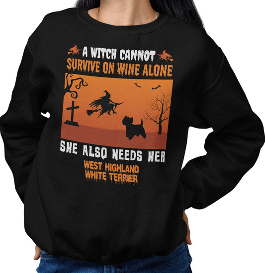 A Witch Needs Her West Highland White Terrier - Adult Unisex Crewneck Sweatshirt