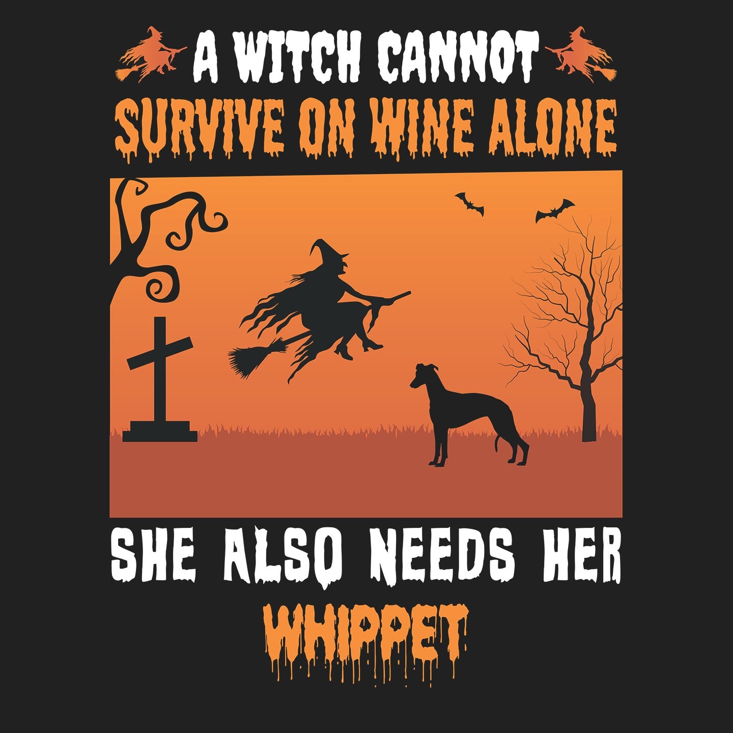 A Witch Needs Her Whippet - Women's V-Neck T-Shirt