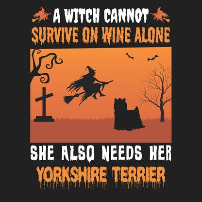 A Witch Needs Her Yorkshire Terrier (Longhaired) - Adult Unisex Crewneck Sweatshirt