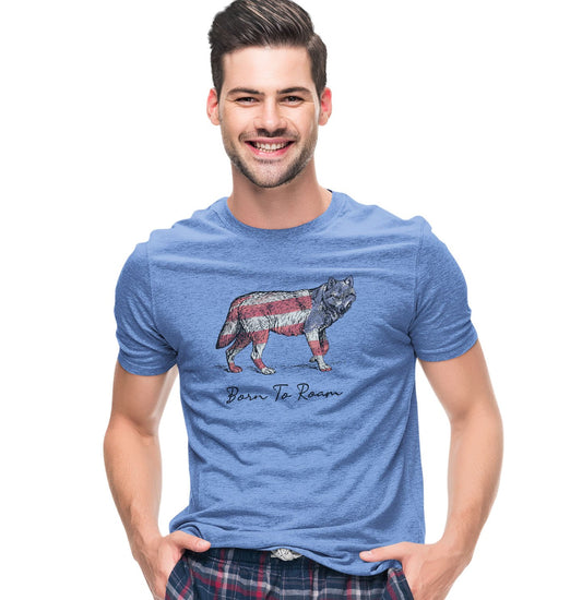 Wolf American Flag Overlay - Tri-Blend T-Shirt
