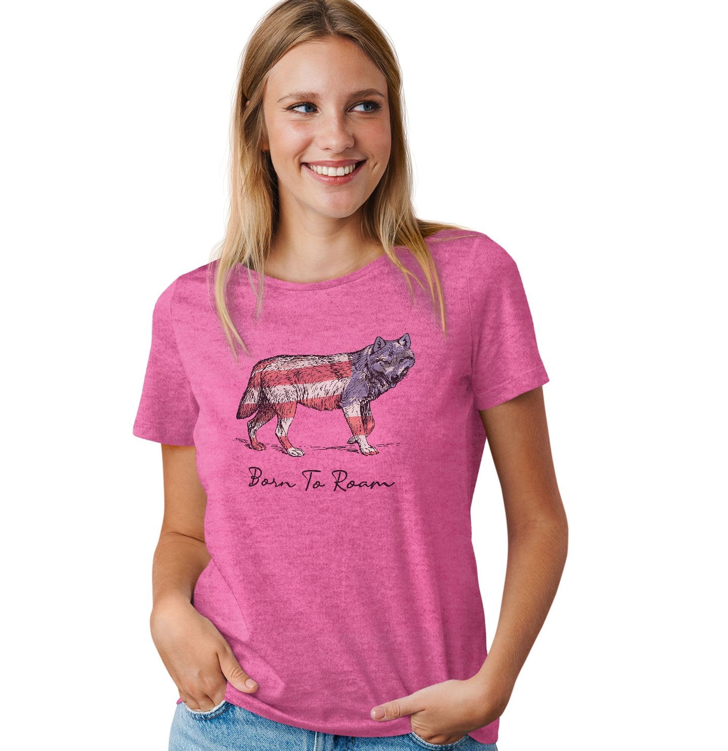 Wolf Flag Overlay - Women's Tri-Blend T-Shirt