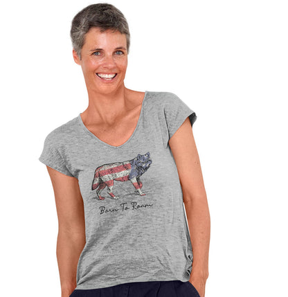 Wolf Flag Overlay - Women's V-Neck T-Shirt