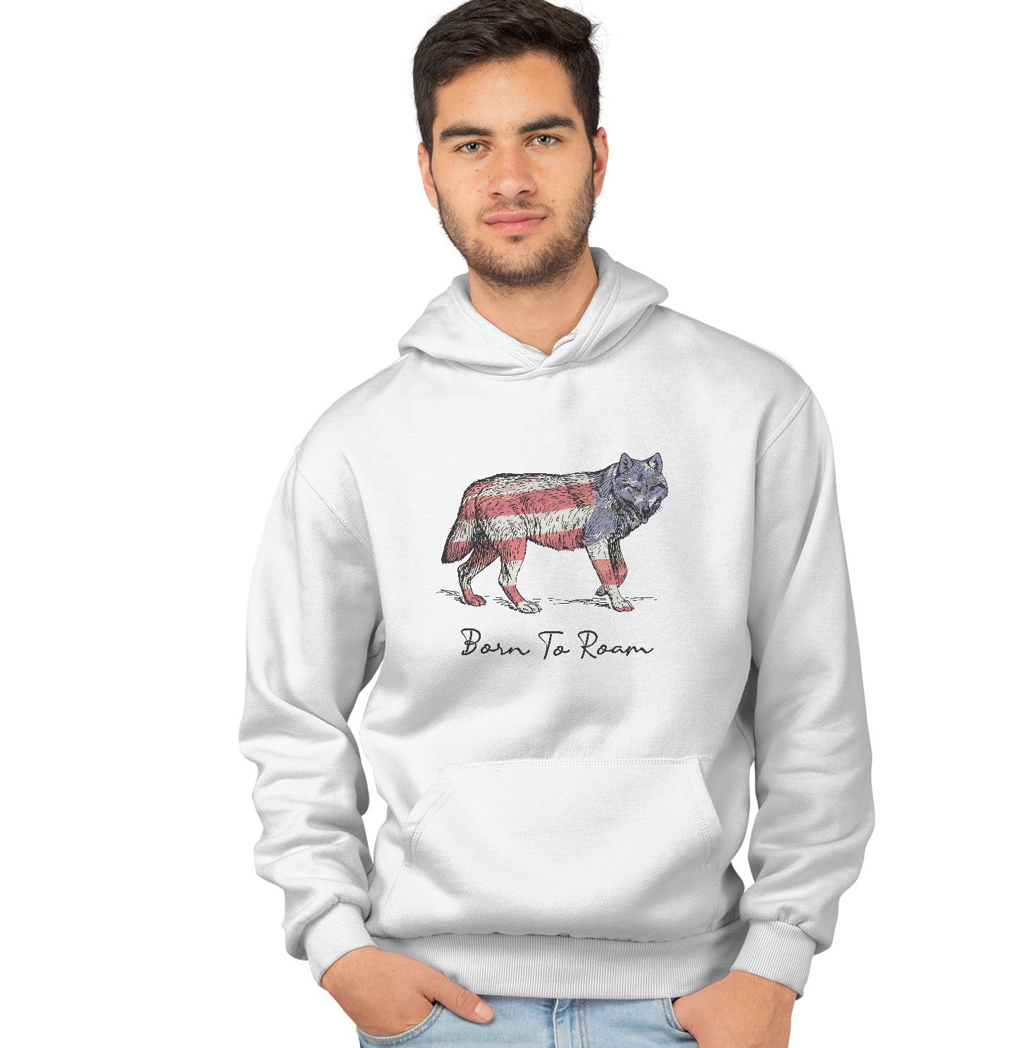 Wolf American Flag Overlay - Hoodie Sweatshirt