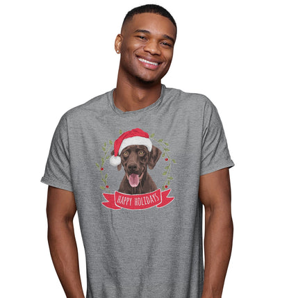 Happy Holidays Chocolate Lab - Adult Unisex T-Shirt