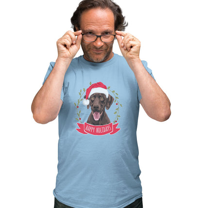 Happy Holidays Chocolate Lab - Adult Unisex T-Shirt