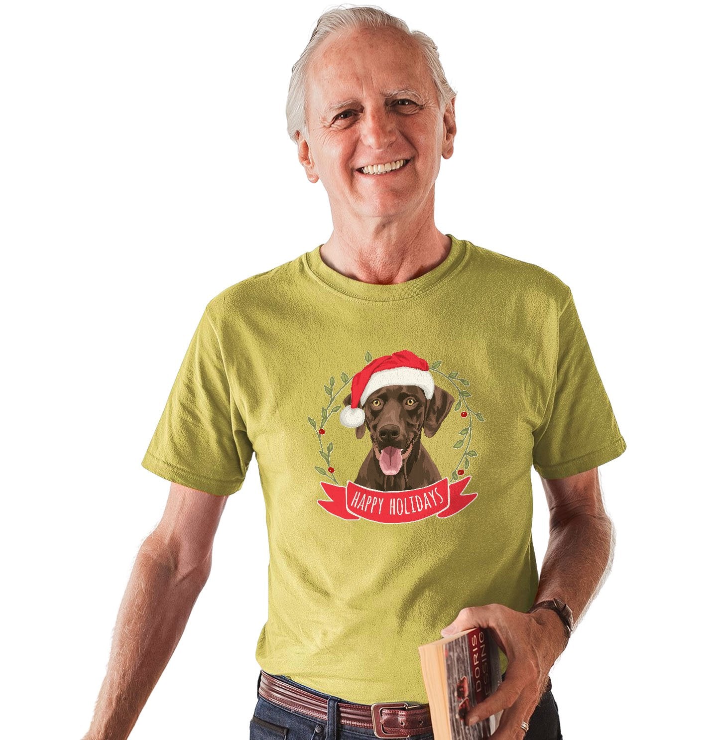 Happy Holidays Chocolate Lab - Adult Unisex T-Shirt