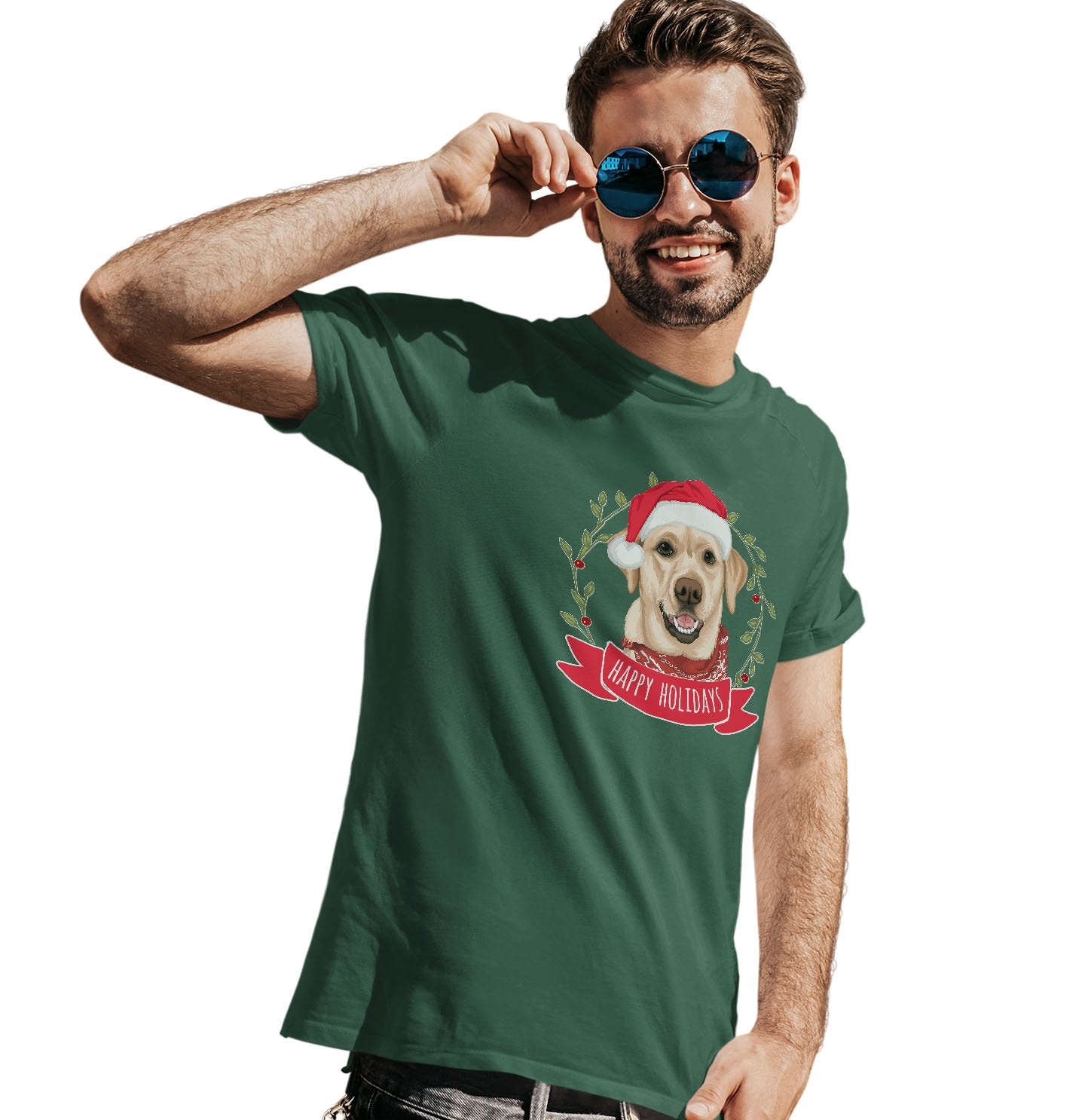 Happy Holidays Yellow Lab - Christmas - T-Shirt