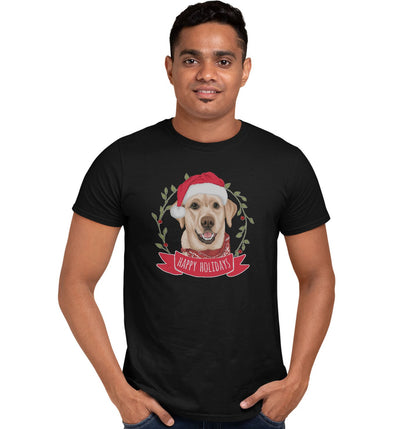 Happy Holidays Yellow Lab - Adult Unisex T-Shirt