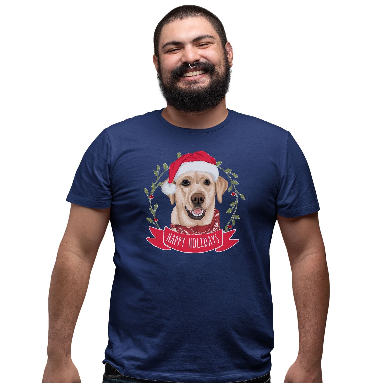 Happy Holidays Yellow Lab - Adult Unisex T-Shirt