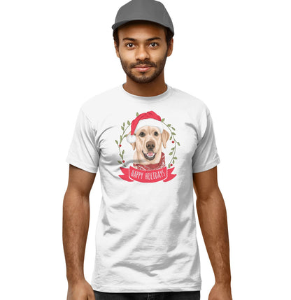 Happy Holidays Yellow Lab - Adult Unisex T-Shirt