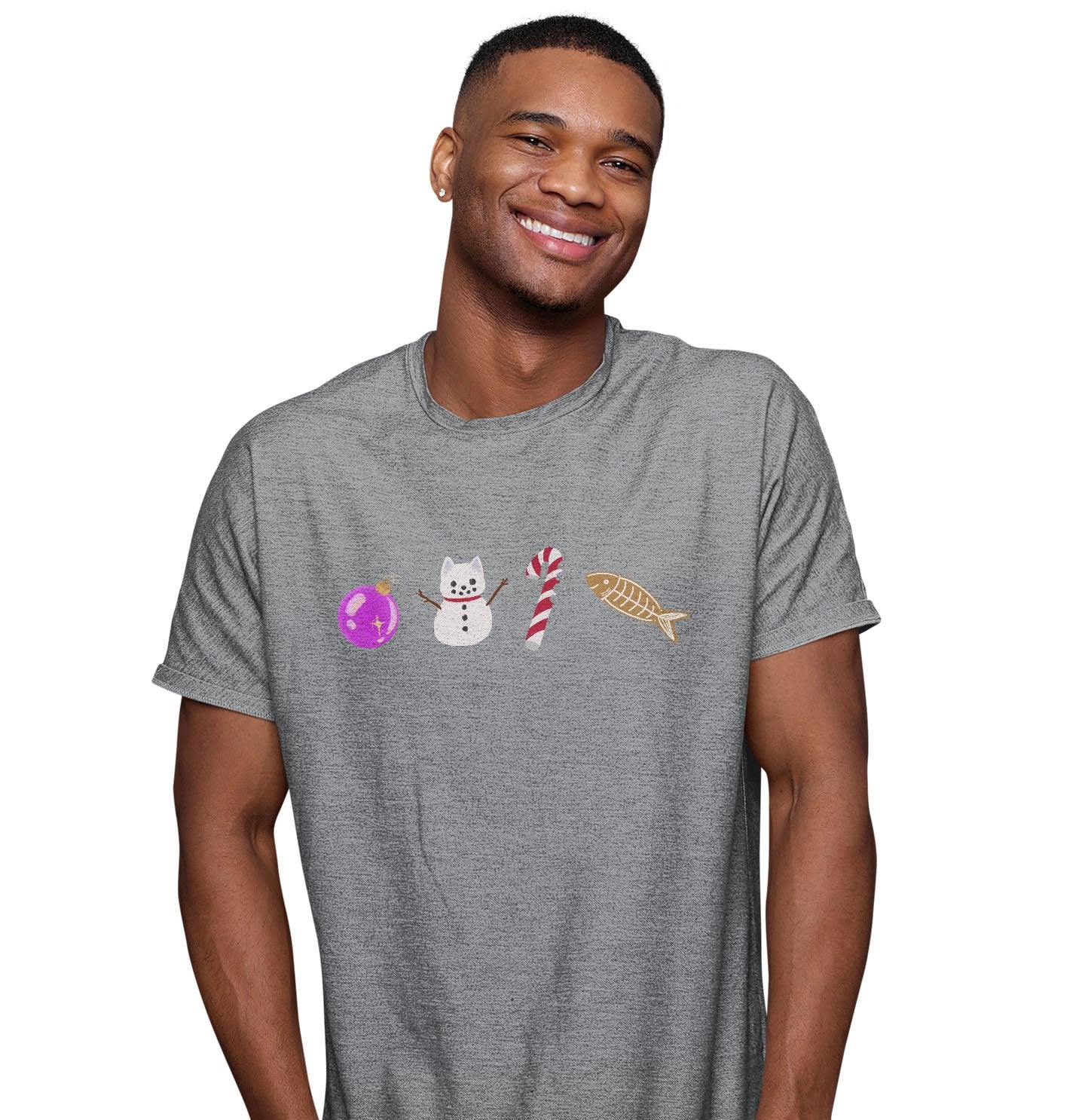 Christmas Cat Pattern - Adult Unisex T-Shirt