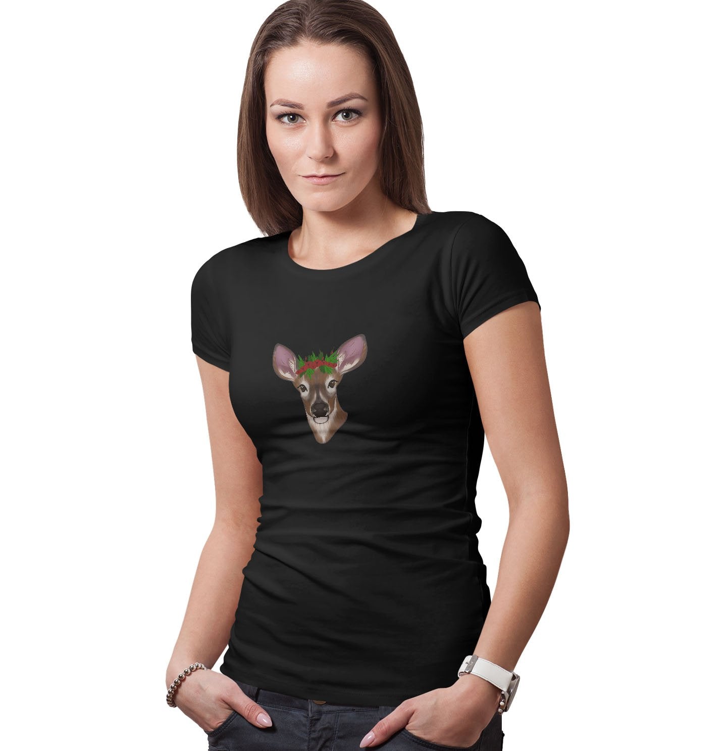 Christmas Doe - Women's Fitted T-Shirt