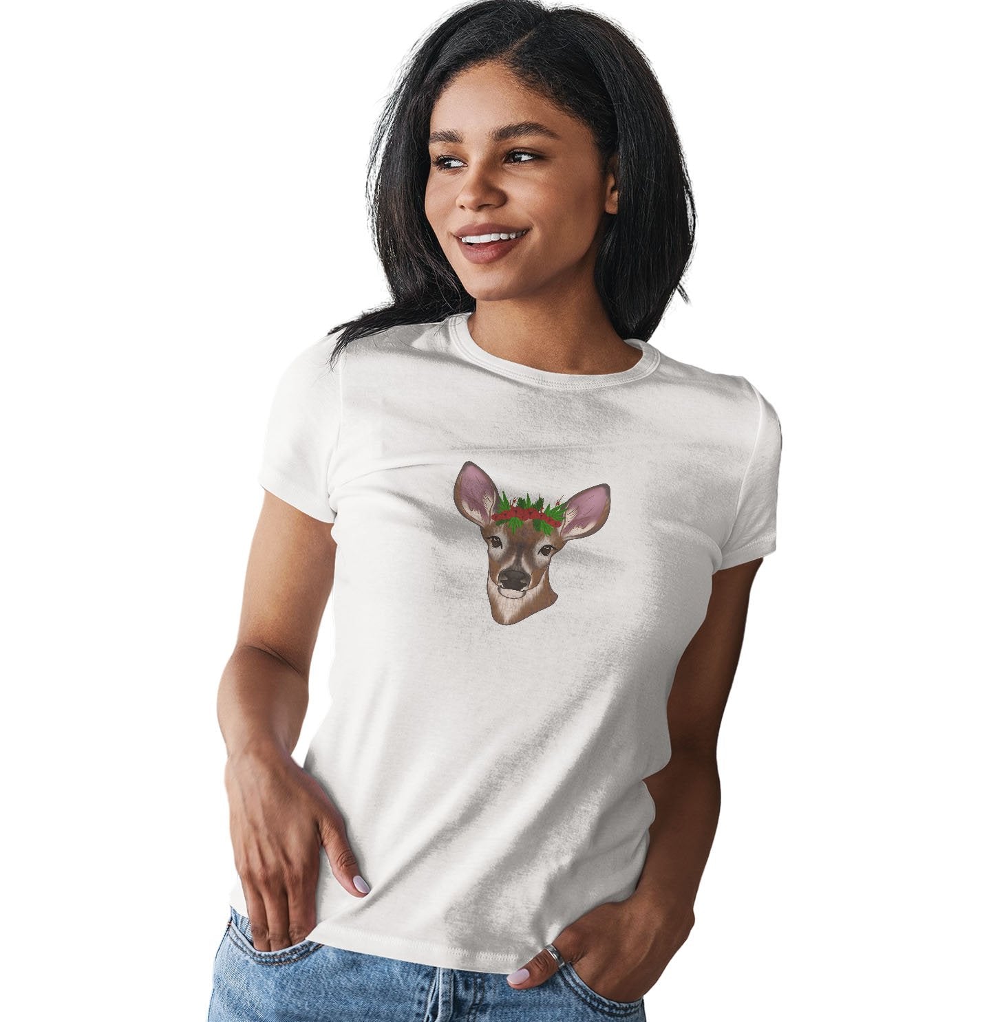 Christmas Doe - Women's Fitted T-Shirt