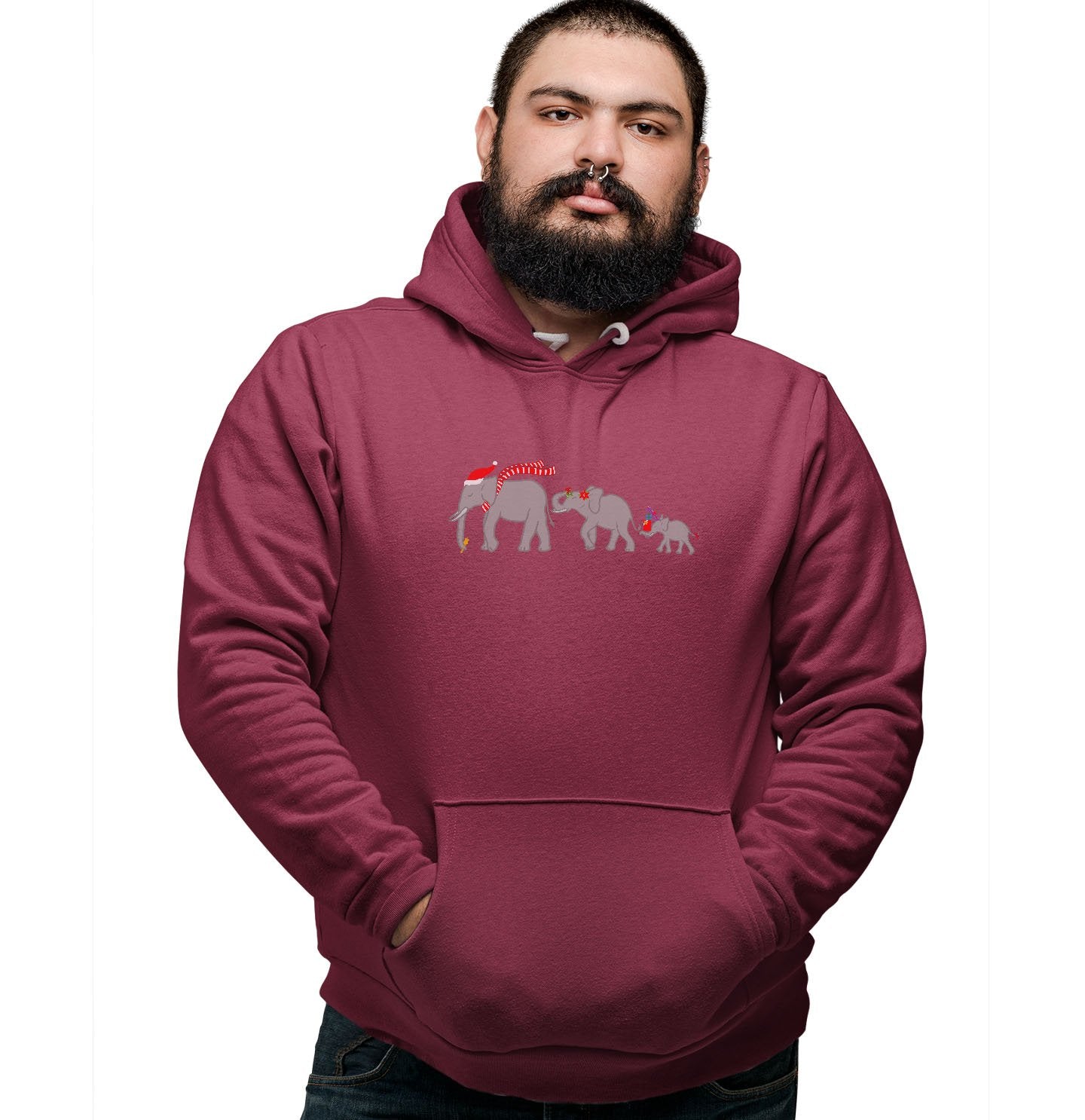 Christmas Elephant Family - Adult Unisex Hoodie Sweatshirt