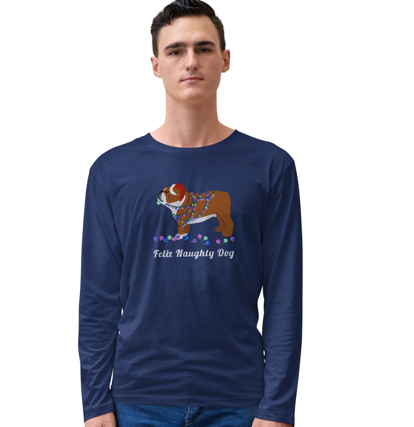 Feliz Naughty Dog Bulldog - Adult Unisex Long Sleeve T-Shirt