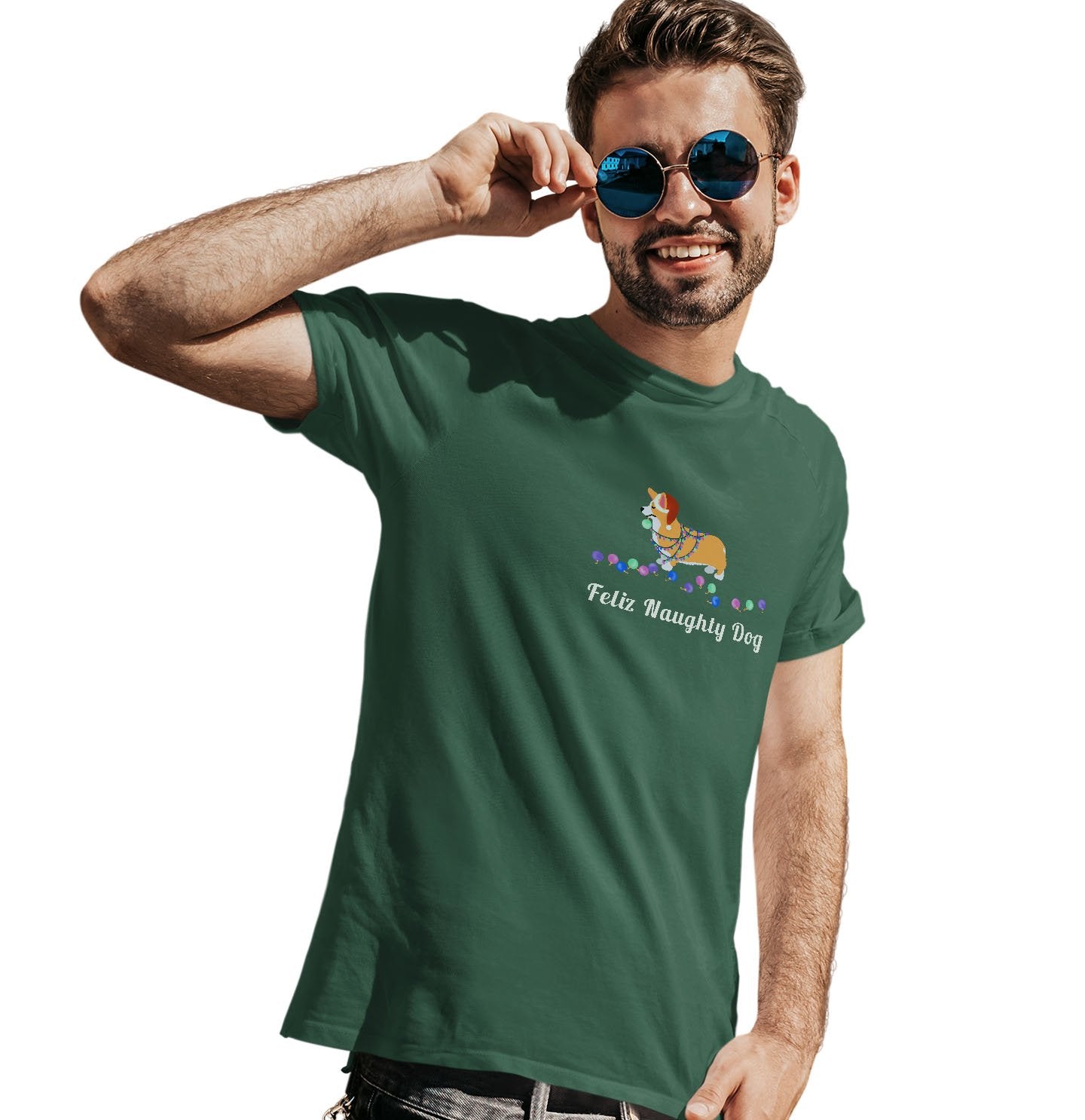 Feliz Naughty Dog Corgi - Adult Unisex T-Shirt
