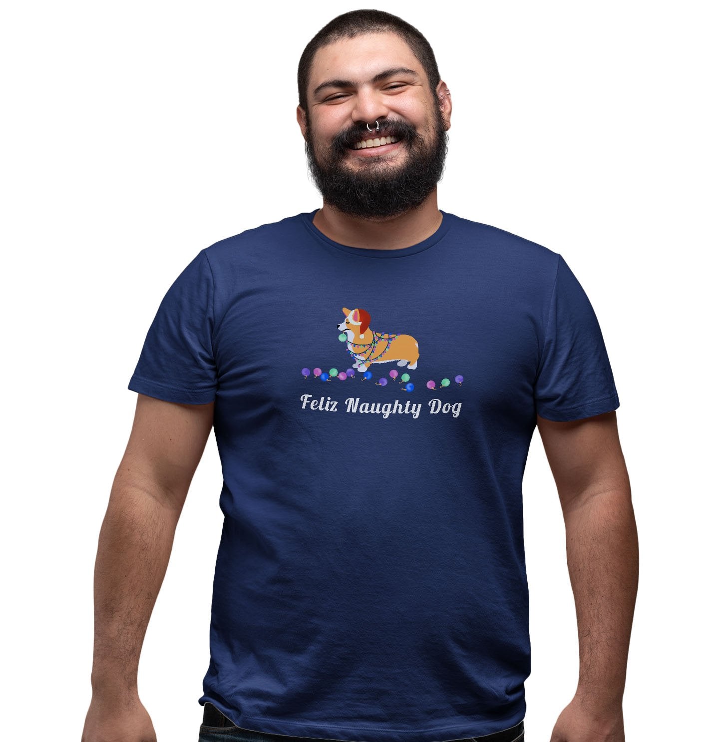 Feliz Naughty Dog Corgi - Adult Unisex T-Shirt
