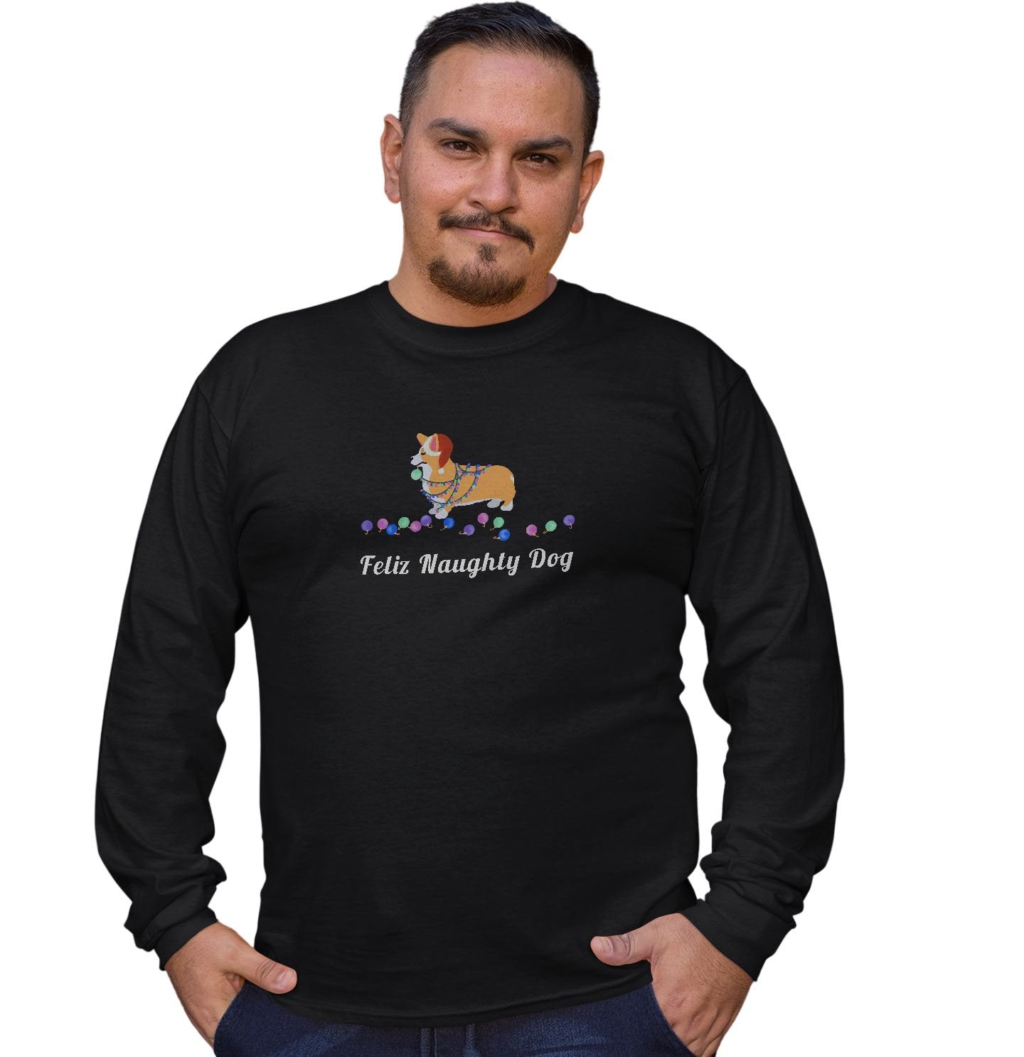 Feliz Naughty Dog Corgi - Adult Unisex Long Sleeve T-Shirt