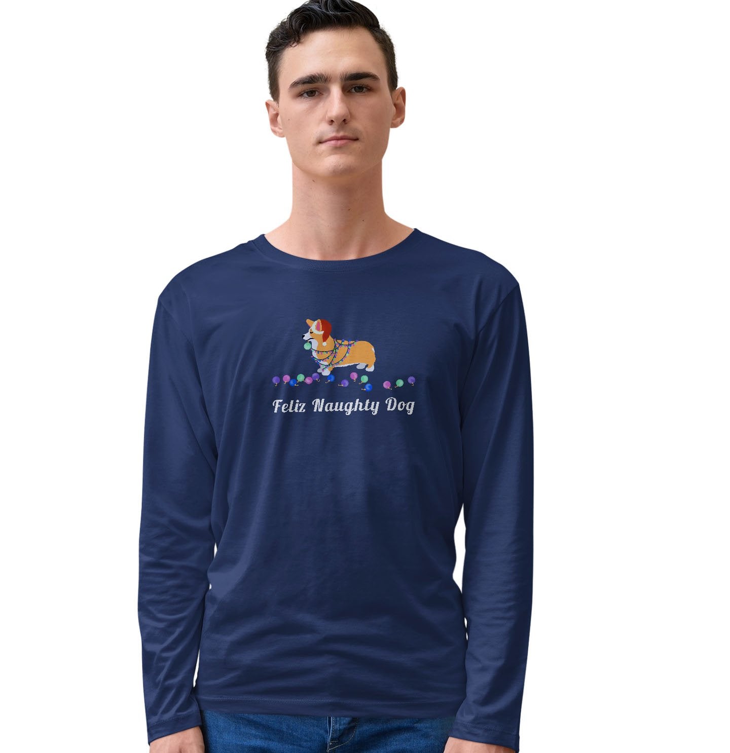 Feliz Naughty Dog Corgi - Adult Unisex Long Sleeve T-Shirt