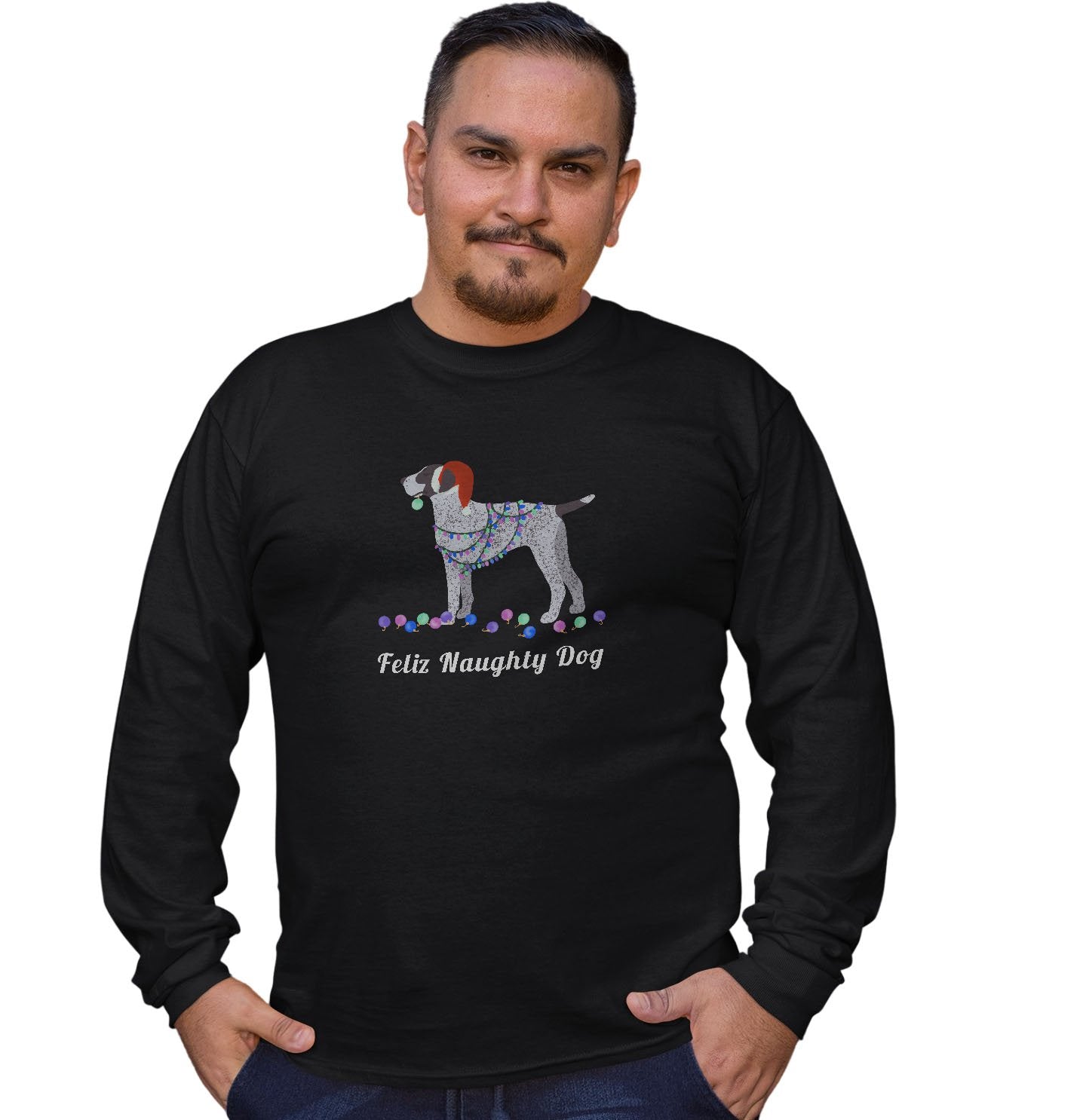 Feliz Naughty Dog German Pointer - Adult Unisex Long Sleeve T-Shirt