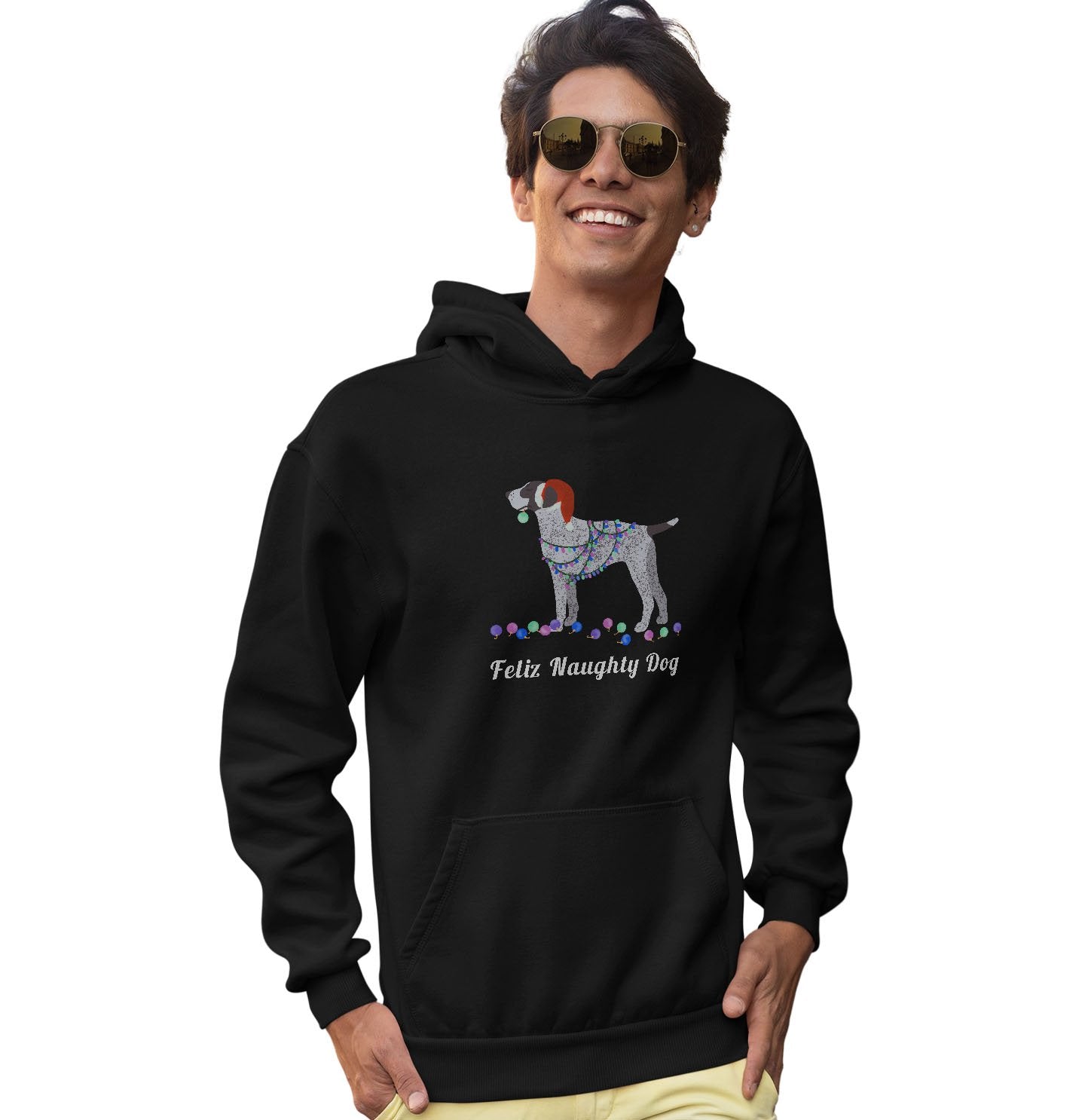 Feliz Naughty Dog German Pointer - Adult Unisex Hoodie Sweatshirt