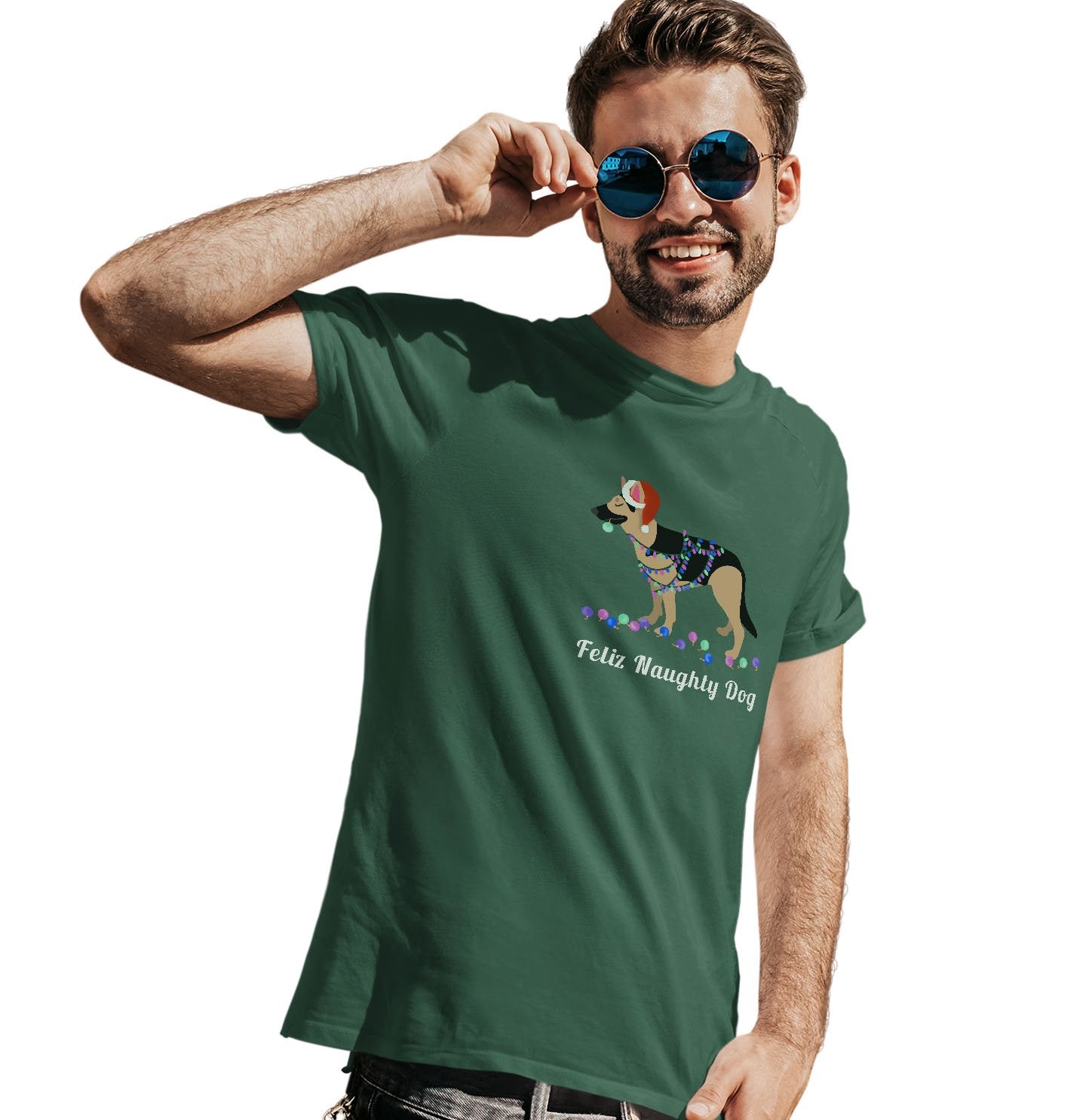 Feliz Naughty Dog German Shepherd - Adult Unisex T-Shirt