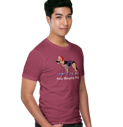 Feliz Naughty Dog German Shepherd - Adult Unisex T-Shirt