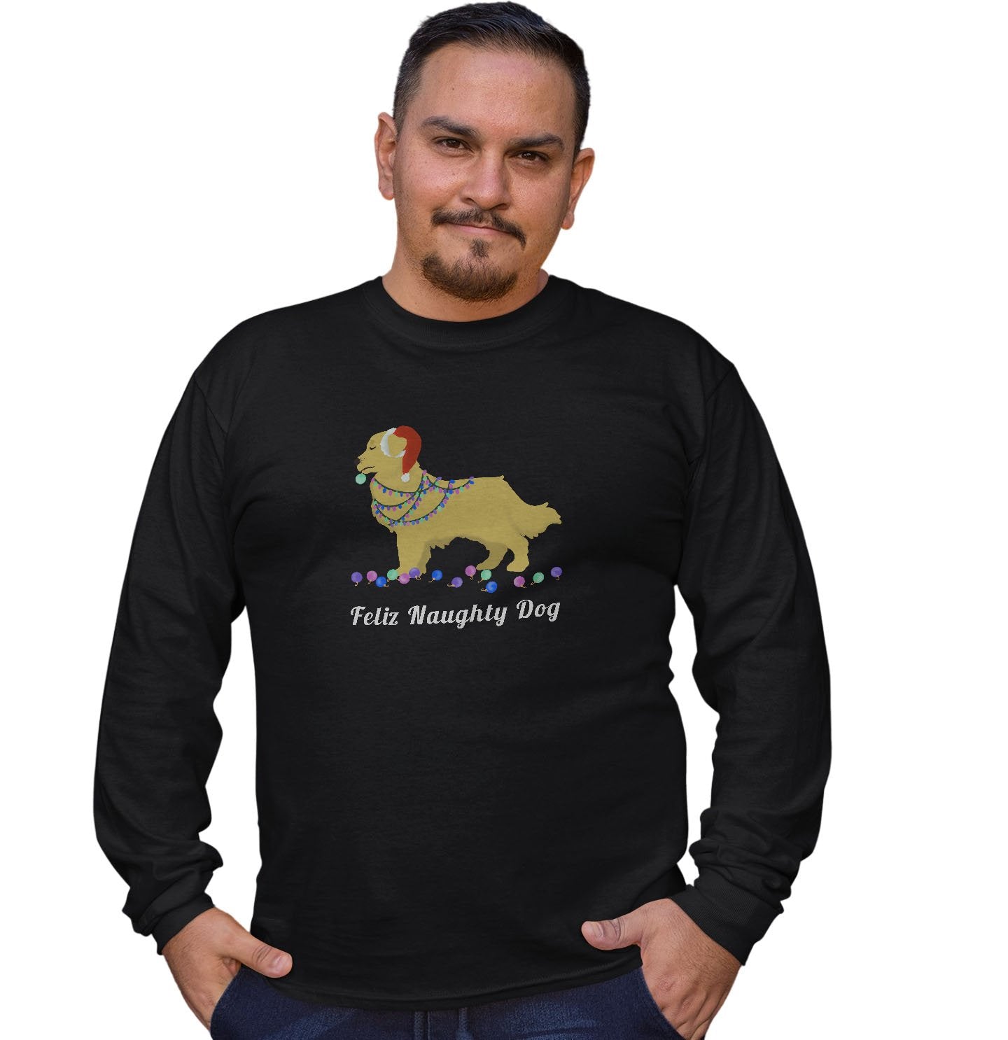 Feliz Naughty Dog Golden Retriever - Adult Unisex Long Sleeve T-Shirt