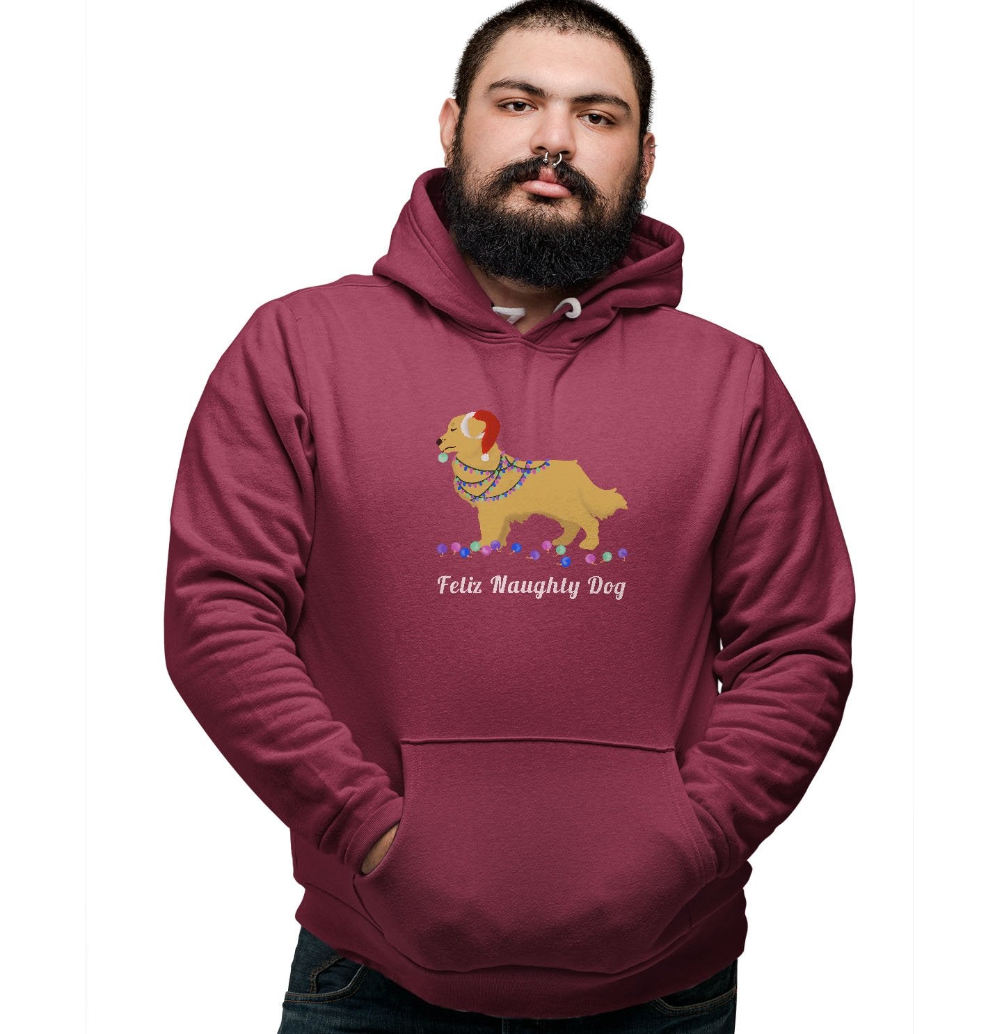 Feliz Naughty Dog Golden Retriever - Adult Unisex Hoodie Sweatshirt