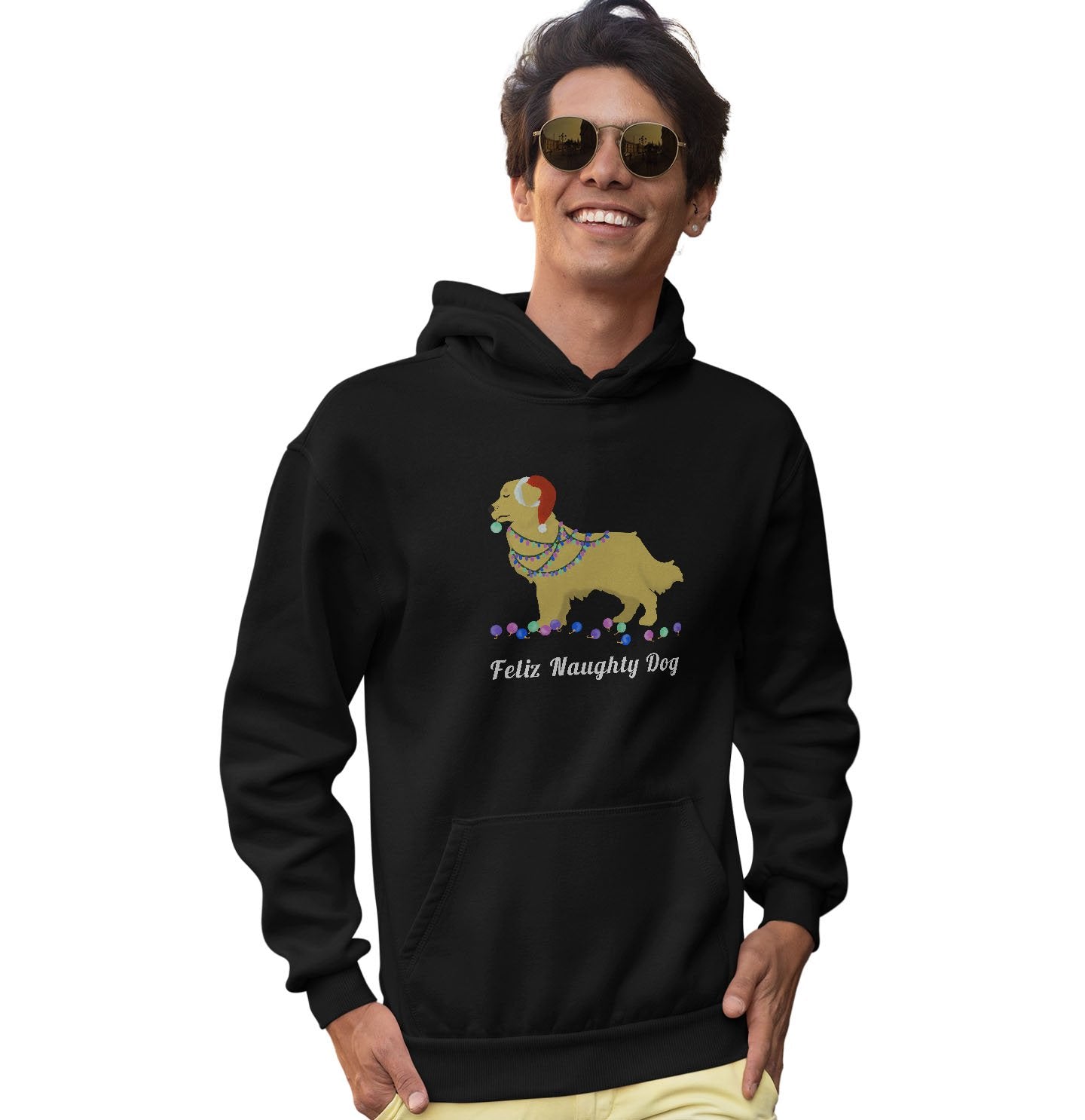 Feliz Naughty Dog Golden Retriever - Adult Unisex Hoodie Sweatshirt