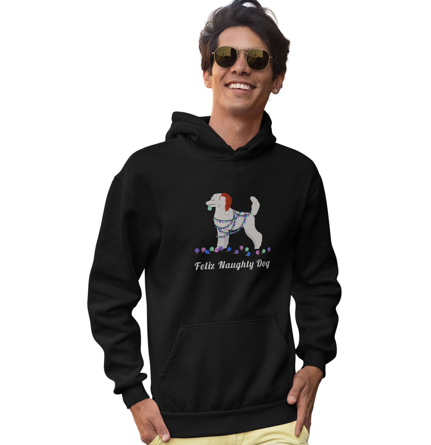 Feliz Naughty Dog Poodle - Adult Unisex Hoodie Sweatshirt