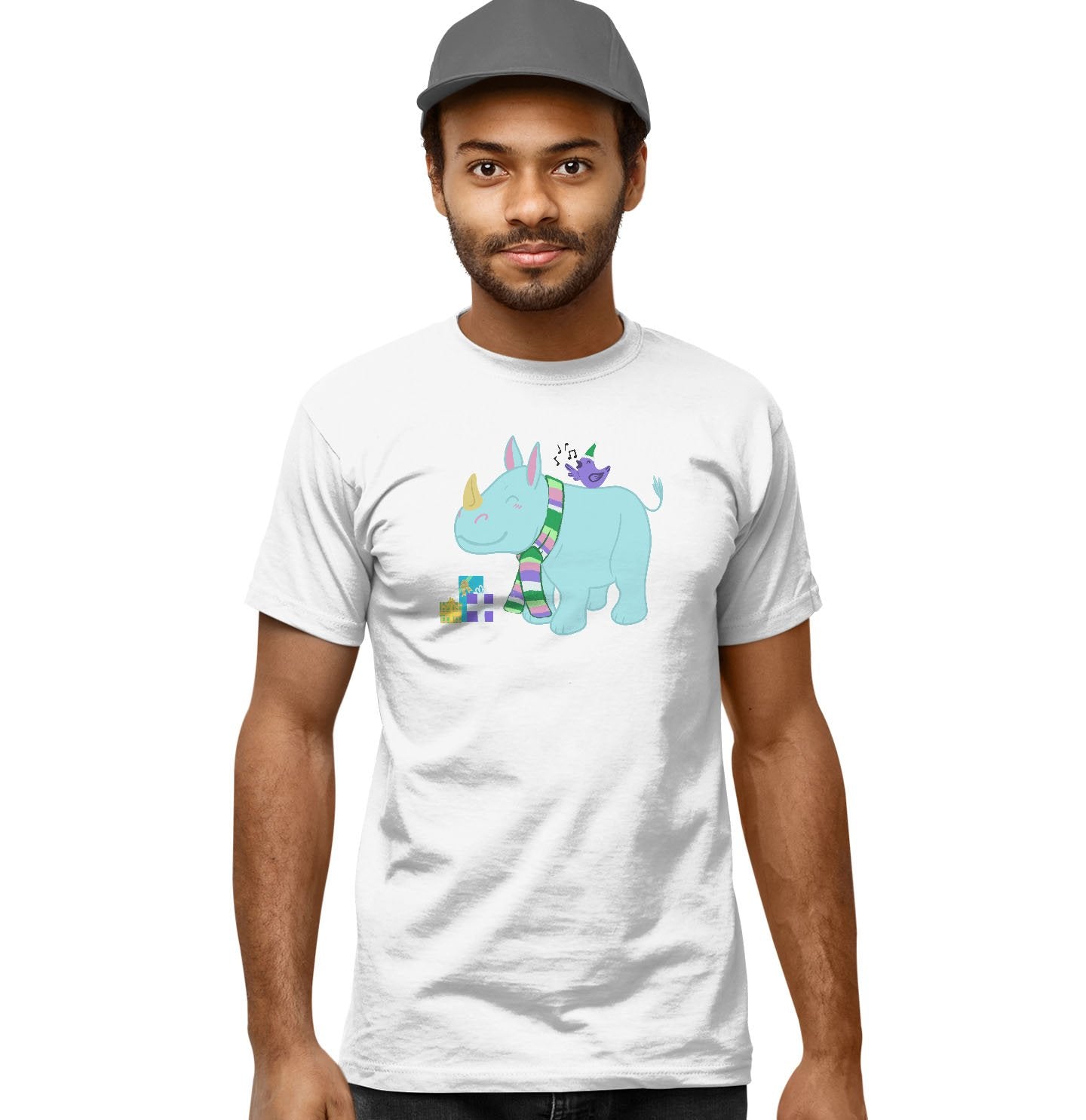 Christmas Rhino - Adult Unisex T-Shirt