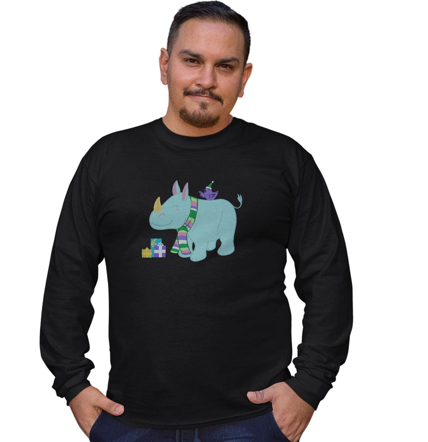 Christmas Rhino - Adult Unisex Long Sleeve T-Shirt