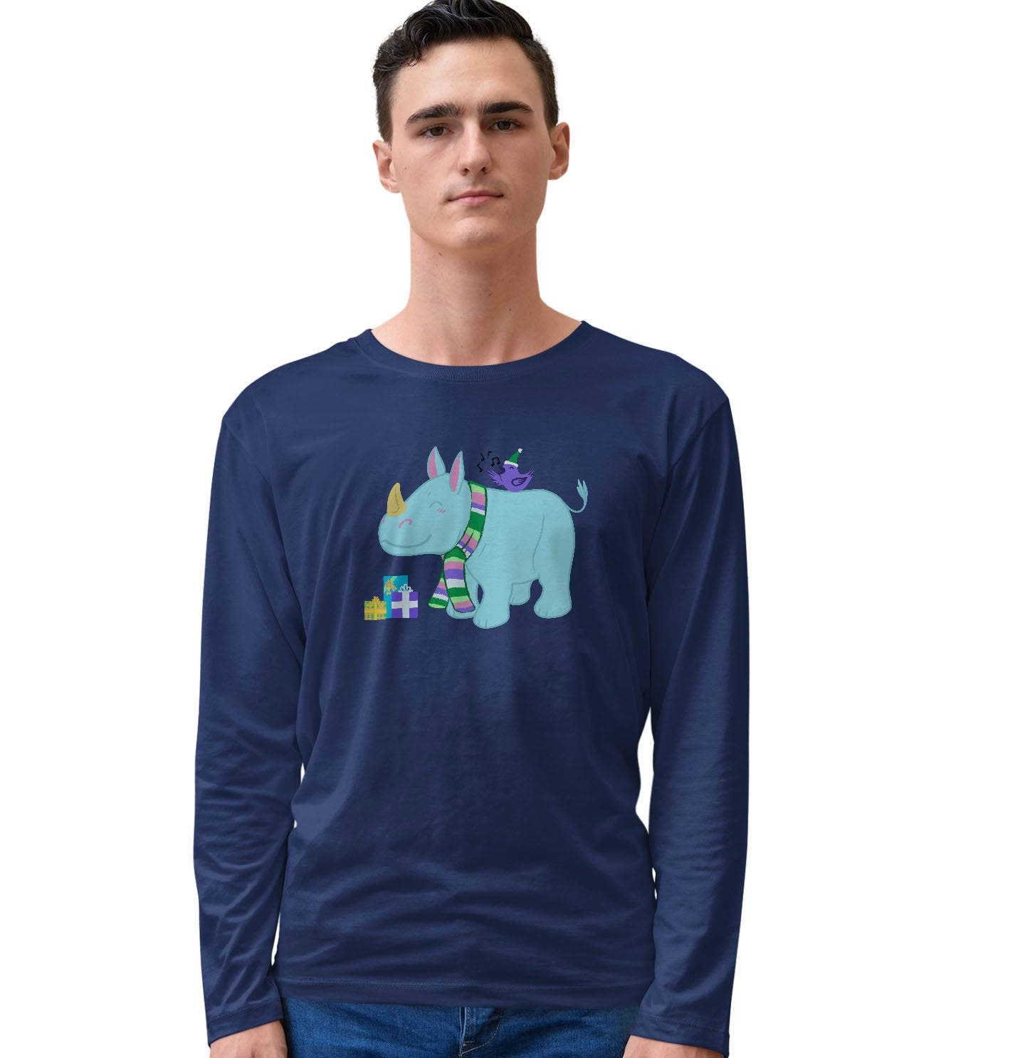 Christmas Rhino - Long Sleeve T-Shirt