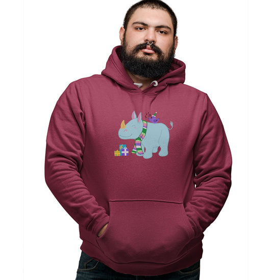 Christmas Rhino - Adult Unisex Hoodie Sweatshirt