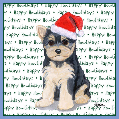 Yorkshire Terrier Puppy Happy Howlidays Text - Women's Tri-Blend T-Shirt