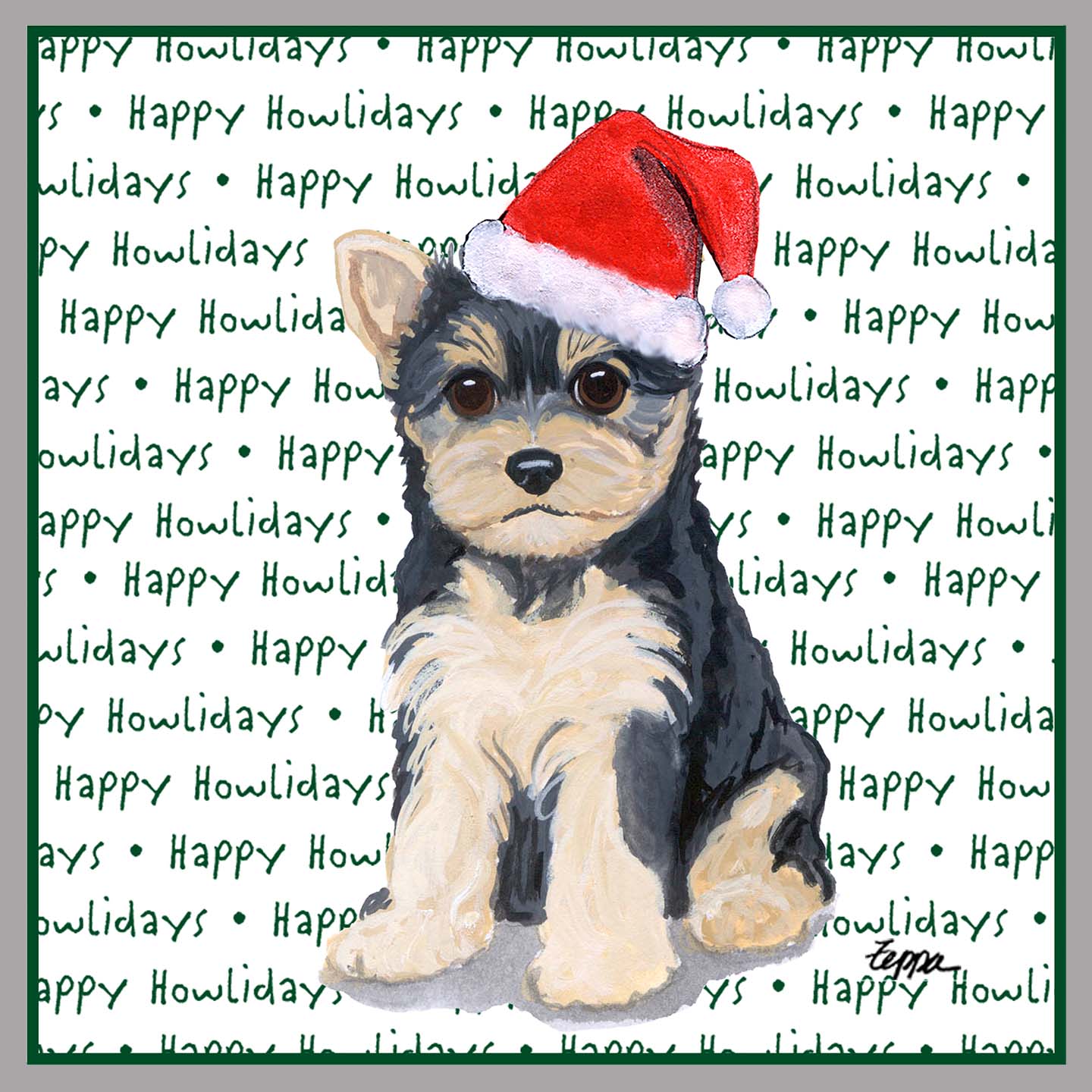 Yorkshire Terrier Puppy Happy Howlidays Text - Women's V-Neck Long Sleeve T-Shirt