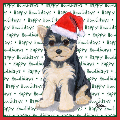 Yorkshire Terrier Puppy Happy Howlidays Text - Kids' Unisex T-Shirt