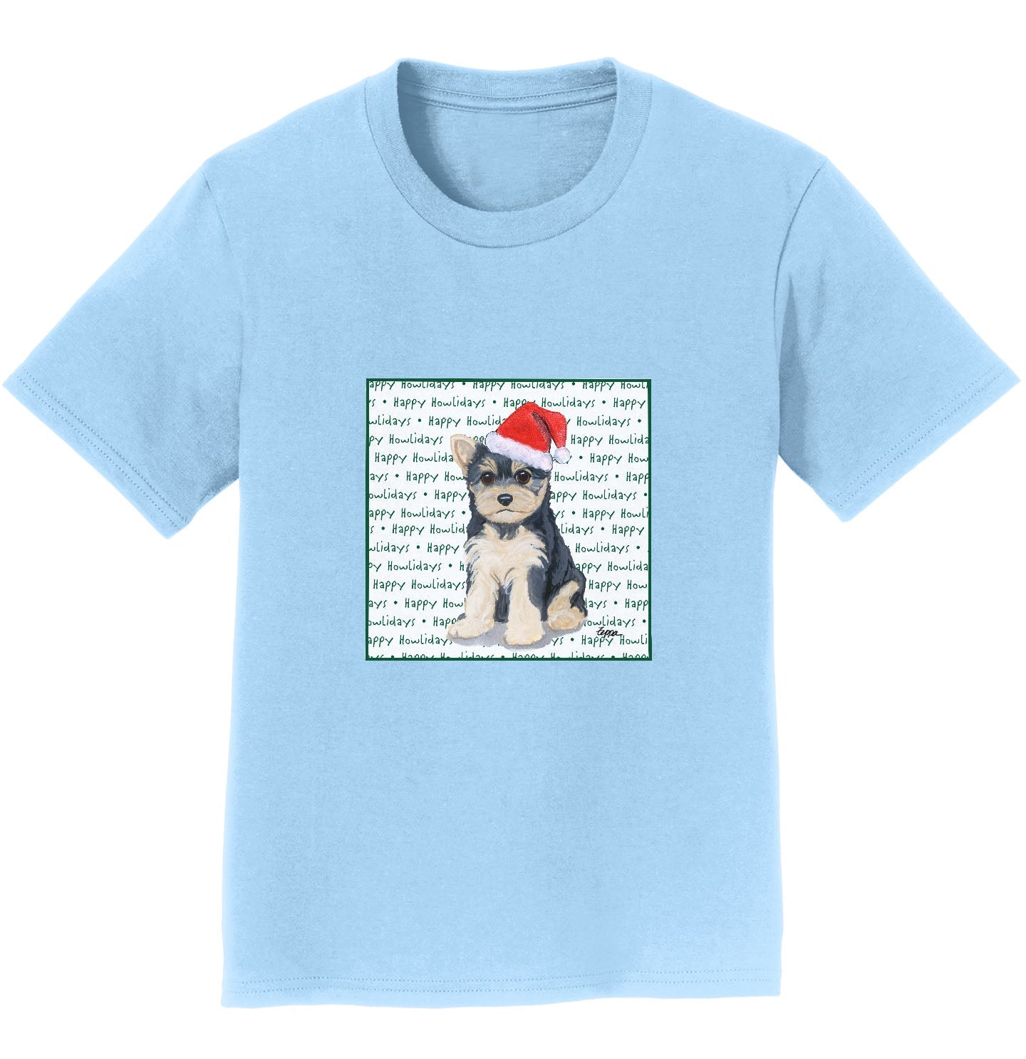 Yorkshire Terrier Puppy Happy Howlidays Text - Kids' Unisex T-Shirt