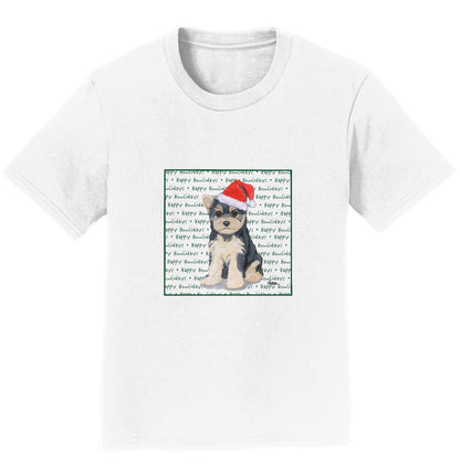 Yorkshire Terrier Puppy Happy Howlidays Text - Kids' Unisex T-Shirt